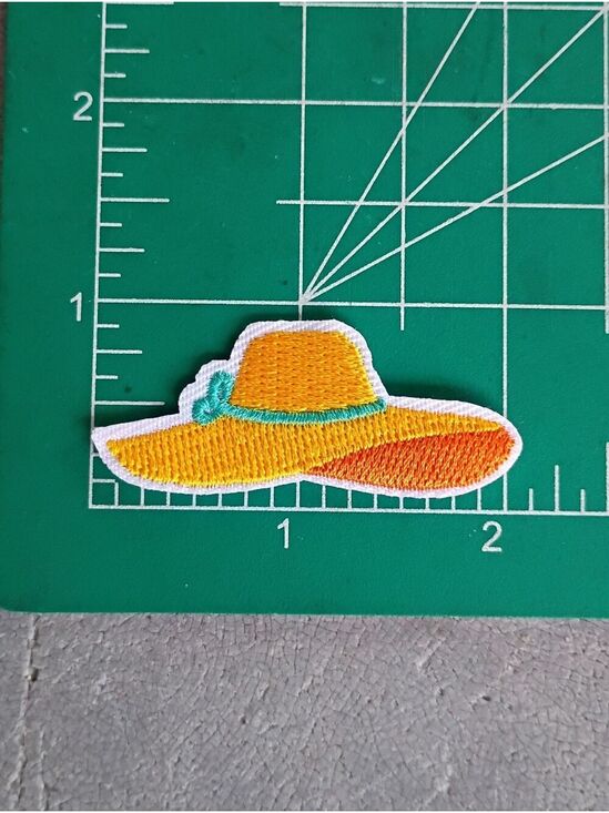 No Label Accessories - Yellow Wide-Brim Sun Hat Patch with Teal Accent